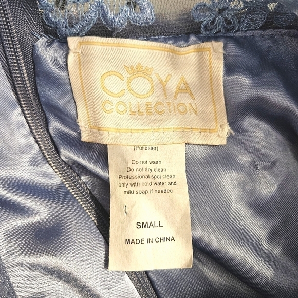 Coya Collection Blue Lace Sheer Illusion Fit & Flare Dress - Picture 12 of 12